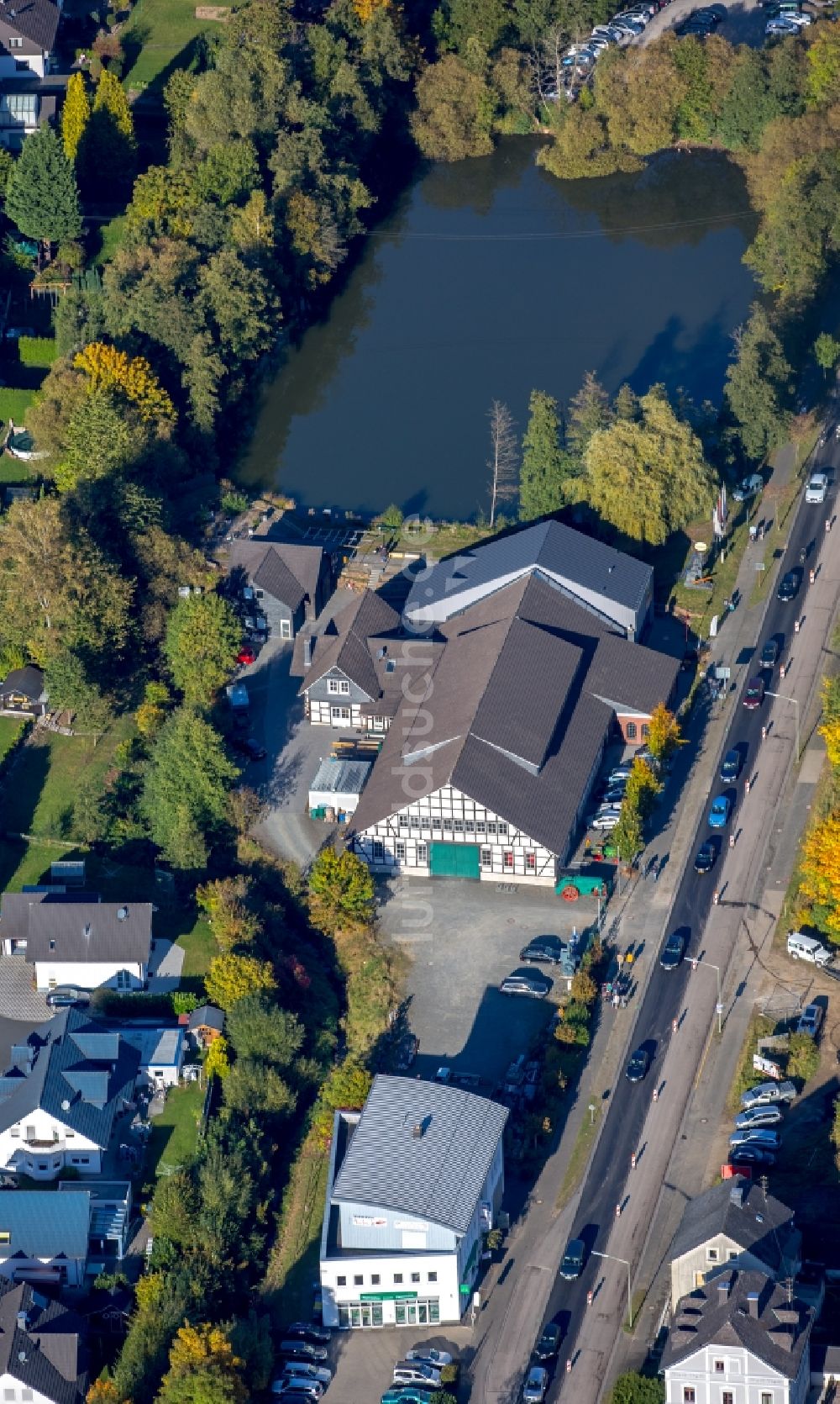 Freudenberg von oben - Museums- Gebäude- Ensemble Technikmuseum in Freudenberg im Bundesland Nordrhein-Westfalen