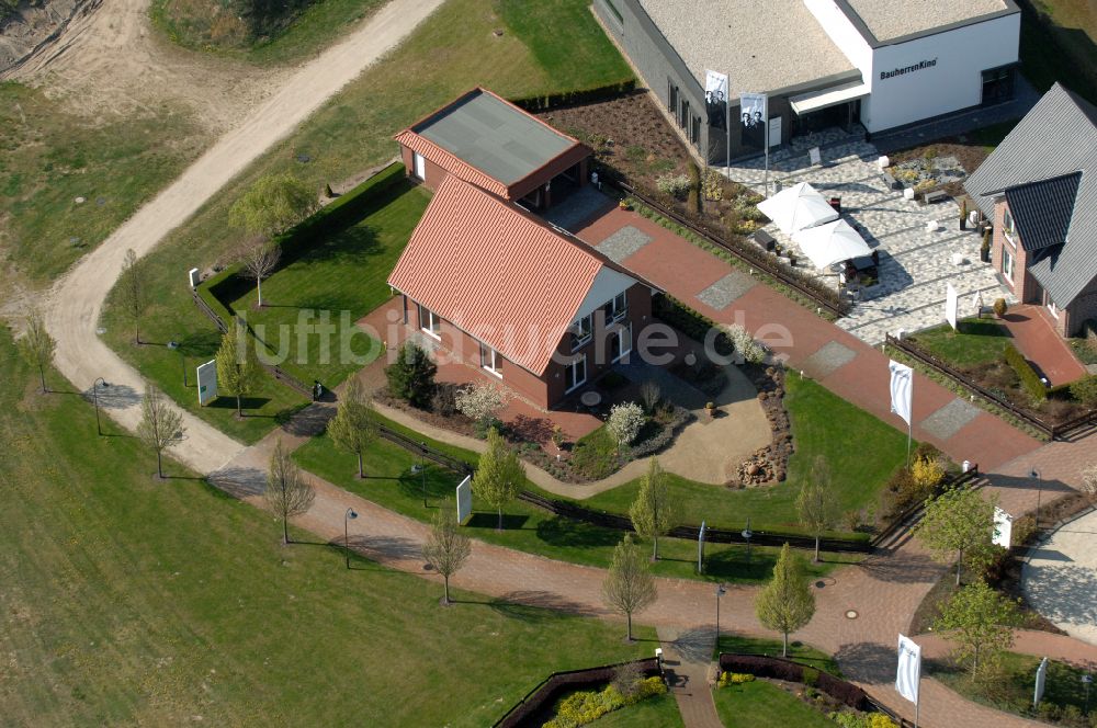 Grebs von oben - Musterhaus- Einfamilienhaus- Siedlung in Grebs im Bundesland Brandenburg, Deutschland