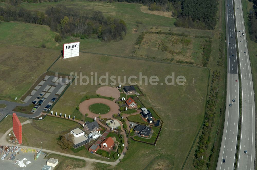 Grebs von oben - Musterhaus- Einfamilienhaus- Siedlung in Grebs im Bundesland Brandenburg, Deutschland