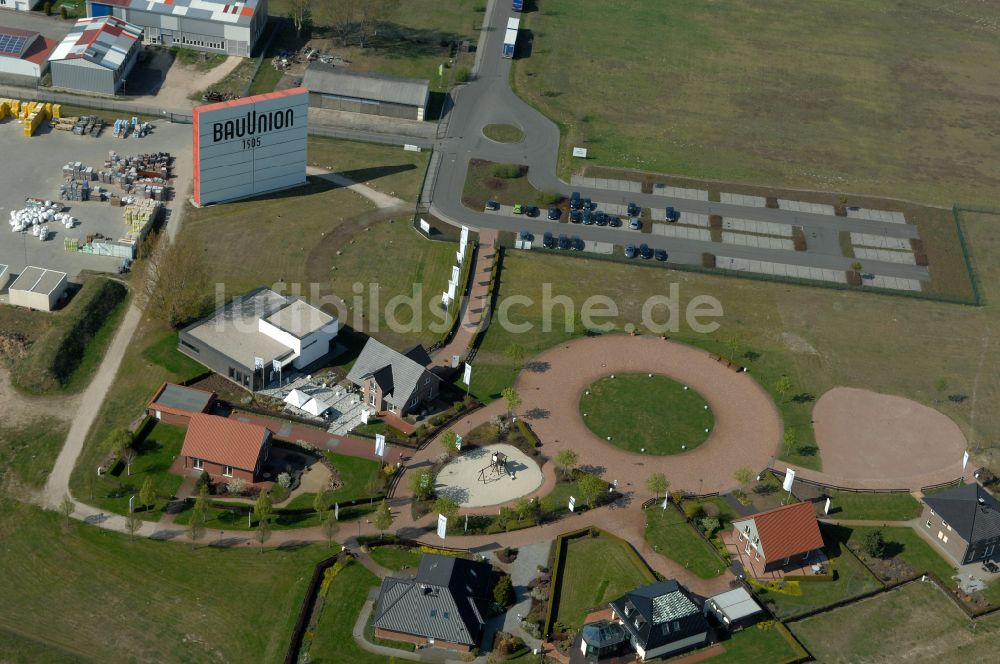 Luftbild Grebs - Musterhaus- Einfamilienhaus- Siedlung in Grebs im Bundesland Brandenburg, Deutschland