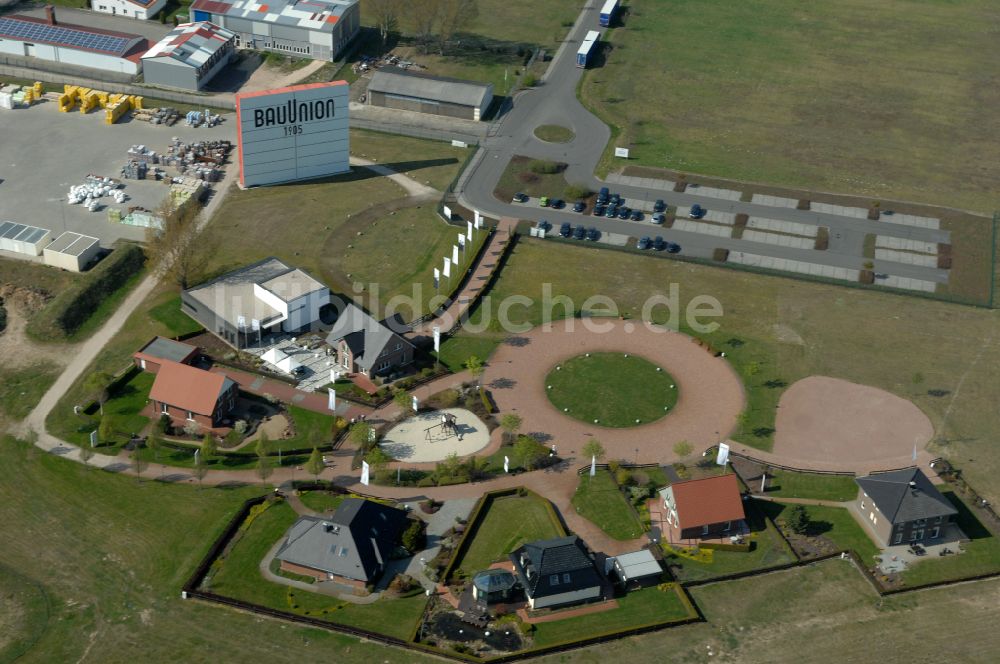 Luftaufnahme Grebs - Musterhaus- Einfamilienhaus- Siedlung in Grebs im Bundesland Brandenburg, Deutschland