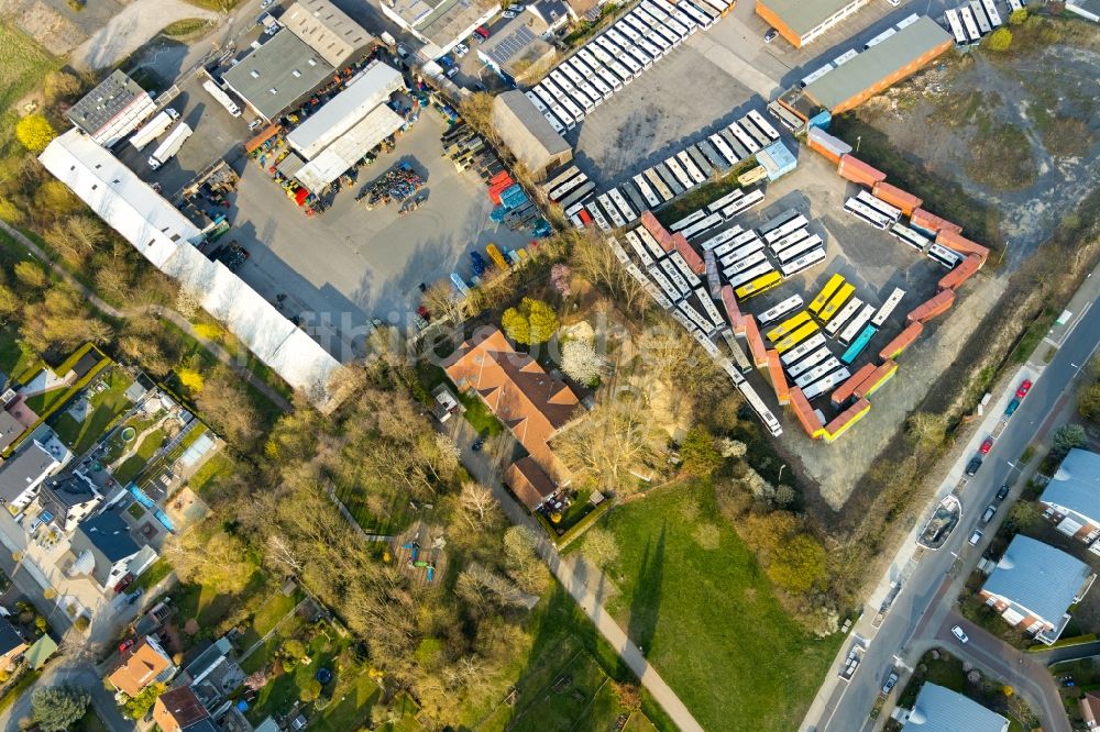 Luftbild Hamm - Nahverkehrs- und Bus- Depot der Städtischen Verkehrsbetriebe am Hellweg in Hamm im Bundesland Nordrhein-Westfalen, Deutschland