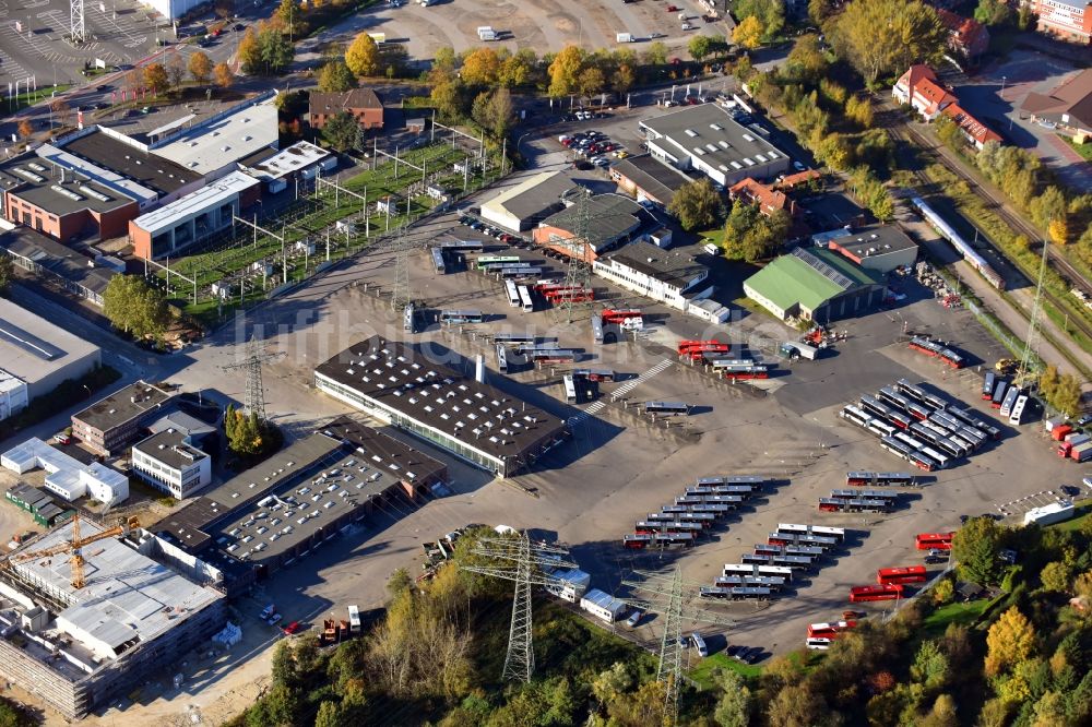 Luftbild Hamburg - Nahverkehrs- und Bus- Depot der Städtischen Verkehrsbetriebe der Verkehrsbetriebe Hamburg-Holstein GmbH im Ortsteil Bergedorf in Hamburg, Deutschland