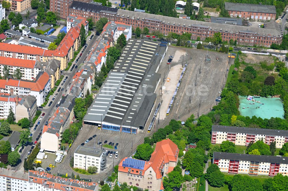 Luftbild Berlin - Nahverkehrs- und Tram- Straßenbahn- Depot der Städtischen Verkehrsbetriebe BVG Betriebshof Weissensee in Berlin, Deutschland