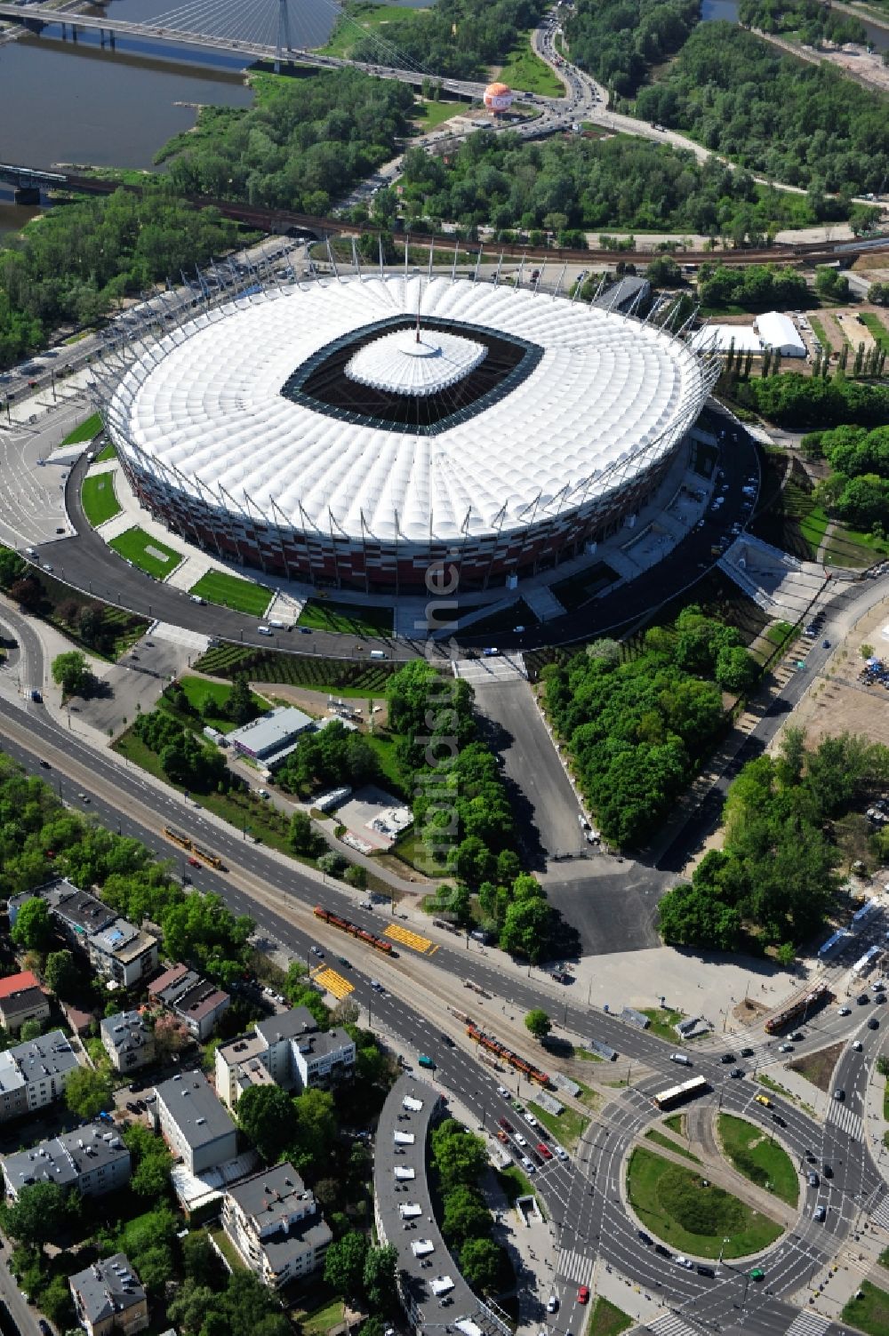 Luftaufnahme Warschau - National Stadion Warschau / Warszawa - soccer stadium vor dem Start der Fußball- Europameisterschaft EM 2012