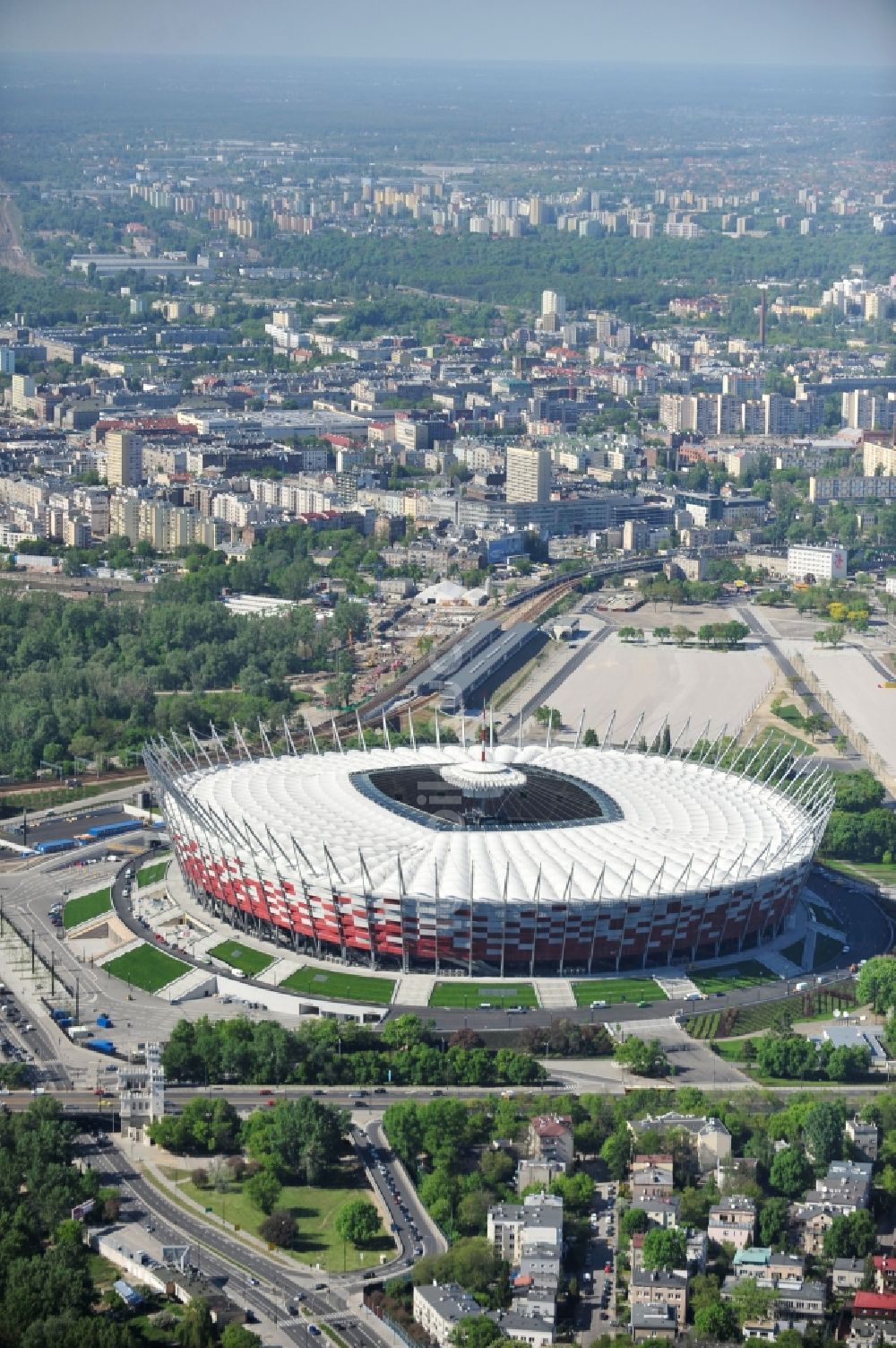 Warschau von oben - National Stadion Warschau / Warszawa - soccer stadium vor dem Start der Fußball- Europameisterschaft EM 2012