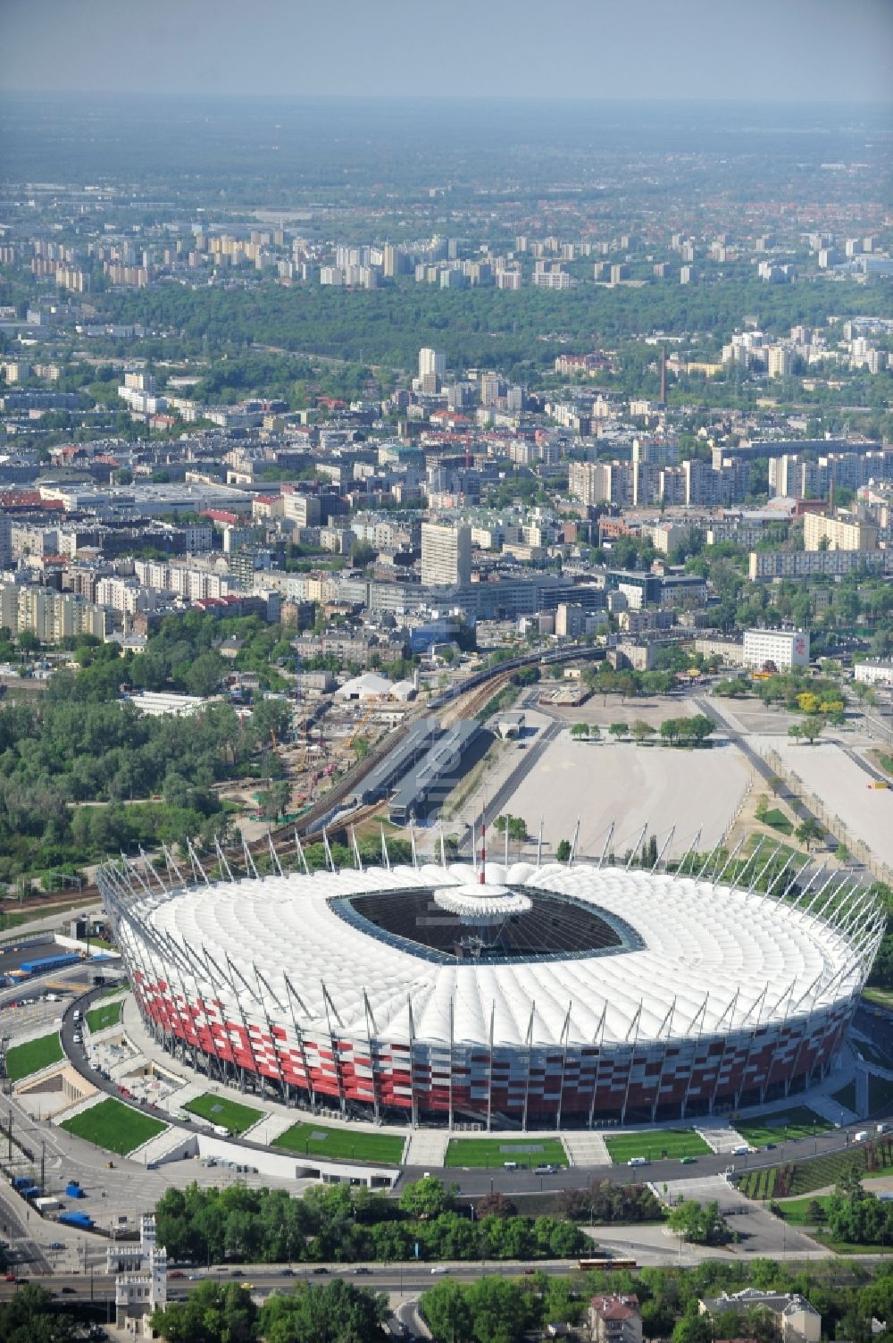 Luftbild Warschau - National Stadion Warschau / Warszawa - soccer stadium vor dem Start der Fußball- Europameisterschaft EM 2012