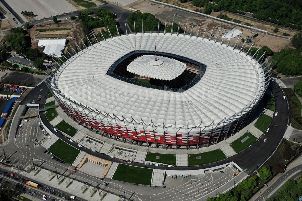 Warschau aus der Vogelperspektive: National Stadion Warschau / Warszawa - soccer stadium vor dem Start der Fußball- Europameisterschaft EM 2012