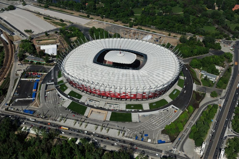 Luftbild Warschau - National Stadion Warschau / Warszawa - soccer stadium vor dem Start der Fußball- Europameisterschaft EM 2012