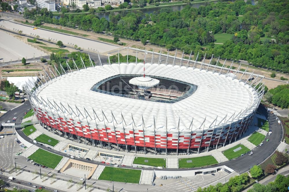 Luftaufnahme Warschau - National Stadion Warschau / Warszawa - soccer stadium vor dem Start der Fußball- Europameisterschaft EM 2012