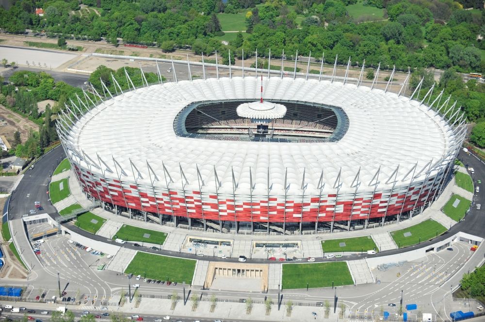 Warschau aus der Vogelperspektive: National Stadion Warschau / Warszawa - soccer stadium vor dem Start der Fußball- Europameisterschaft EM 2012