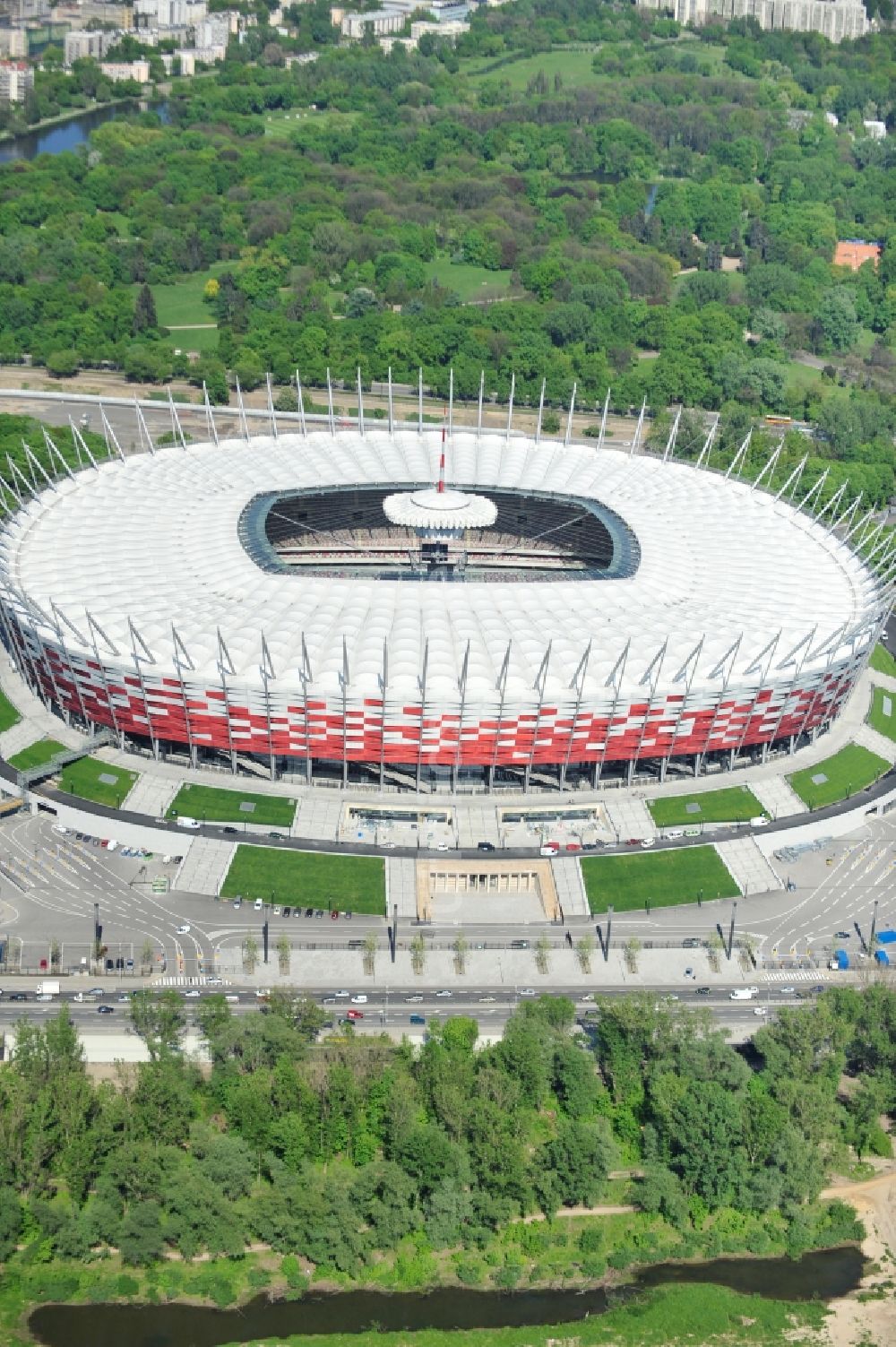 Luftaufnahme Warschau - National Stadion Warschau / Warszawa - soccer stadium vor dem Start der Fußball- Europameisterschaft EM 2012