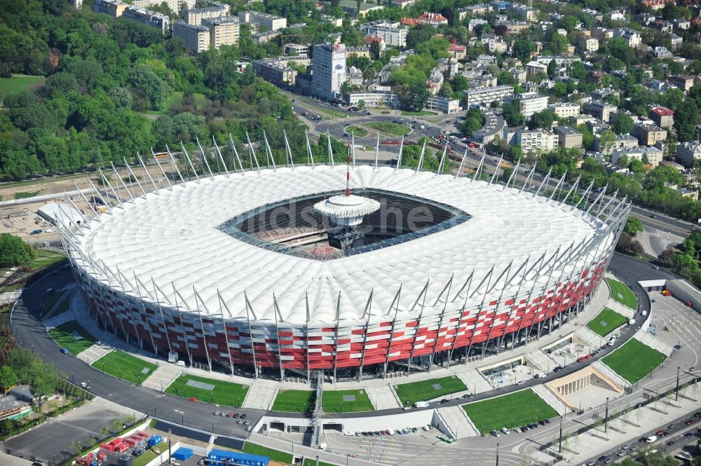 Warschau aus der Vogelperspektive: National Stadion Warschau / Warszawa - soccer stadium vor dem Start der Fußball- Europameisterschaft EM 2012