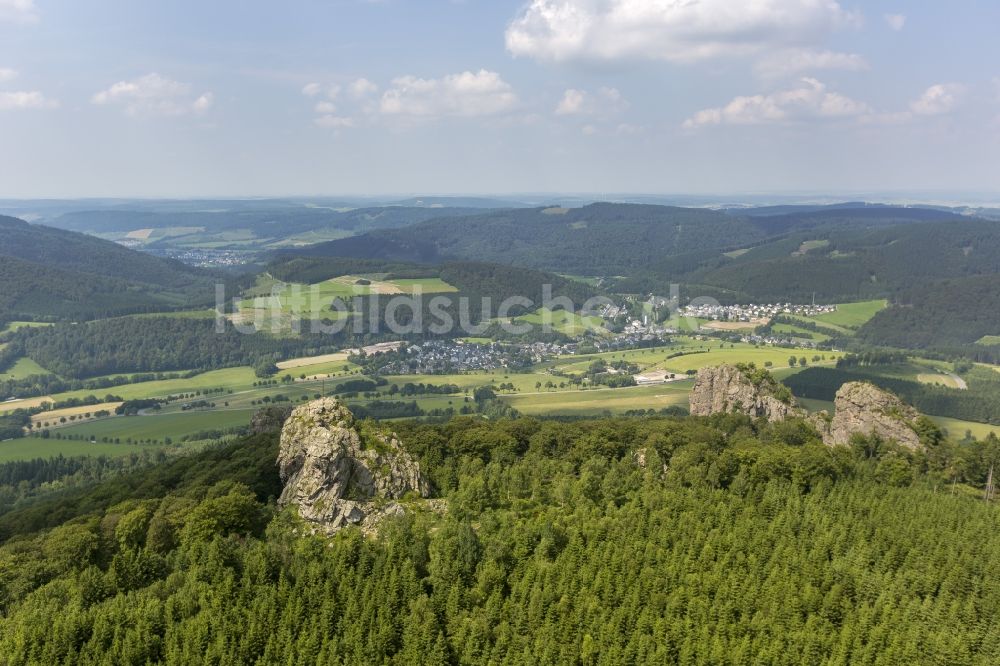 Olsberg von oben - Naturdenkmal - Fels - Formation Bruchhauser Steine bei Olsberg in Nordrhein-Westfalen