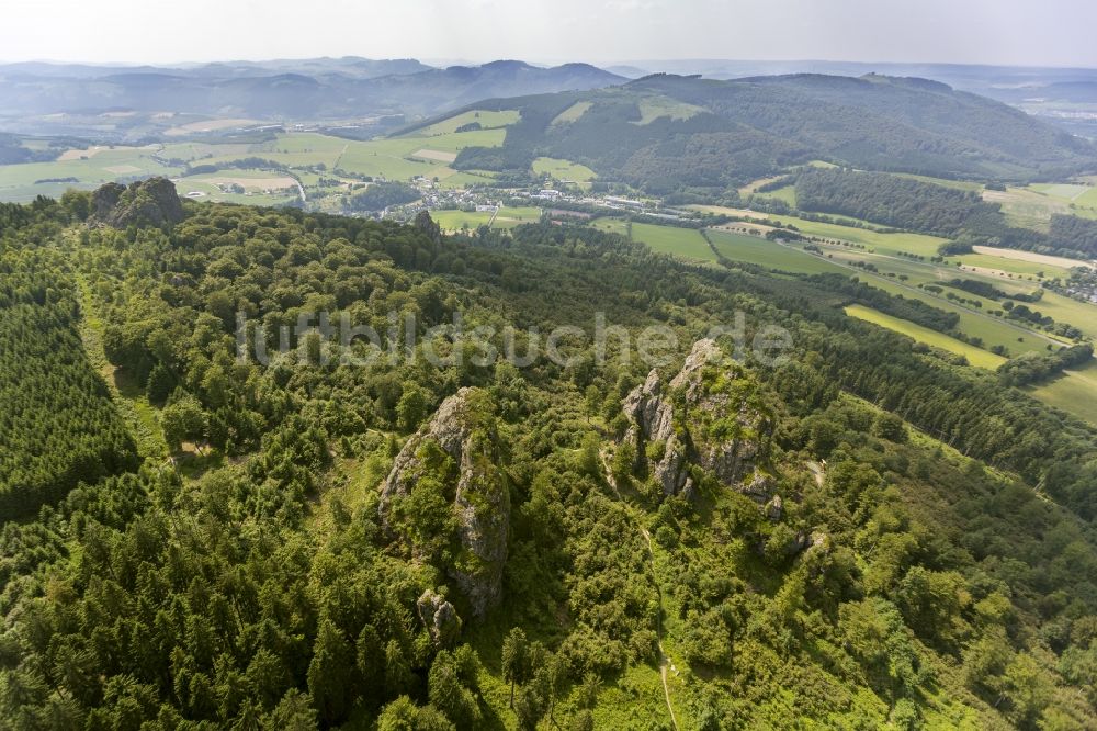 Olsberg von oben - Naturdenkmal - Fels - Formation Bruchhauser Steine bei Olsberg in Nordrhein-Westfalen