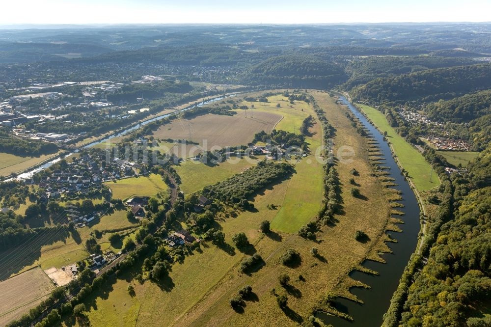 Luftaufnahme Hattingen - Naturschutzgebiet Ruhraue Hattingen Winz in Hattingen im Bundesland Nordrhein-Westfalen