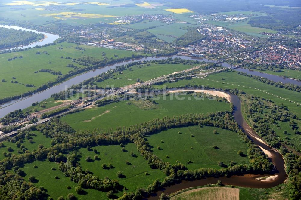 Dessau-Roßlau von oben - Naturschutzgebiet Untere Mulde in Dessau-Roßlau im Bundesland Sachsen-Anhalt