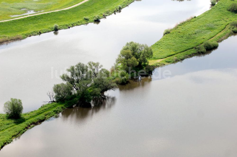 Luftbild Tangermünde - Nebengewässer der Elbe bei Tangermünde