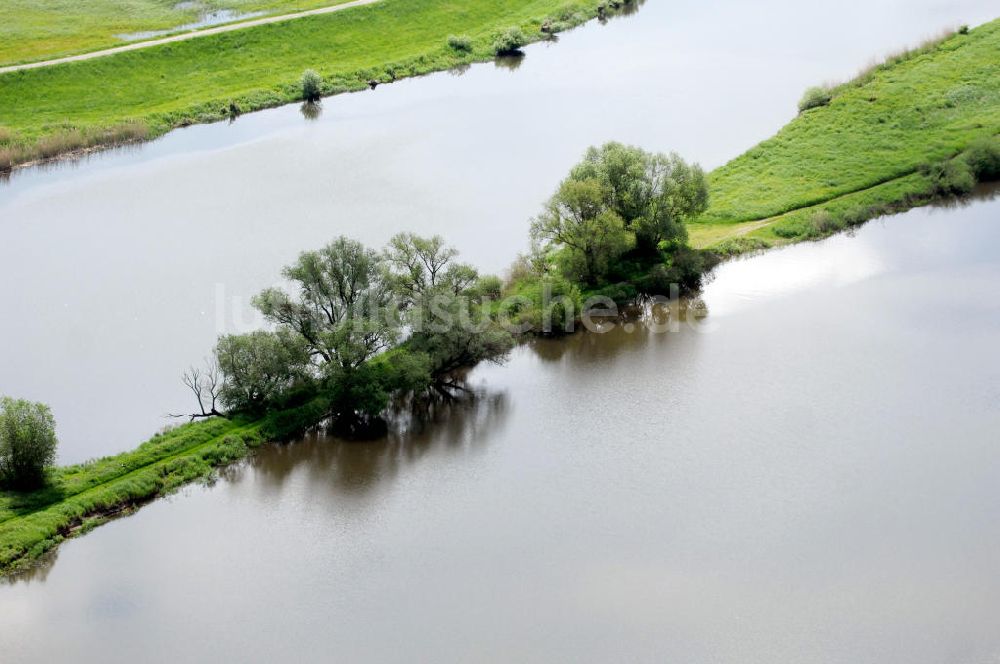 Luftaufnahme Tangermünde - Nebengewässer der Elbe bei Tangermünde