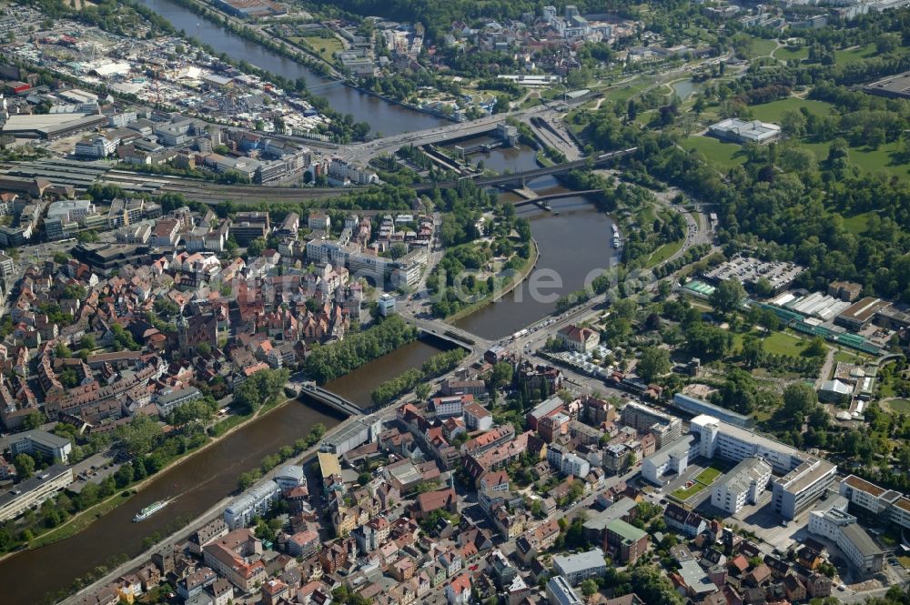 Stuttgart Bad Cannstatt aus der Vogelperspektive: Neckarverlauf in Stuttgart im Bundesland Baden-Württemberg