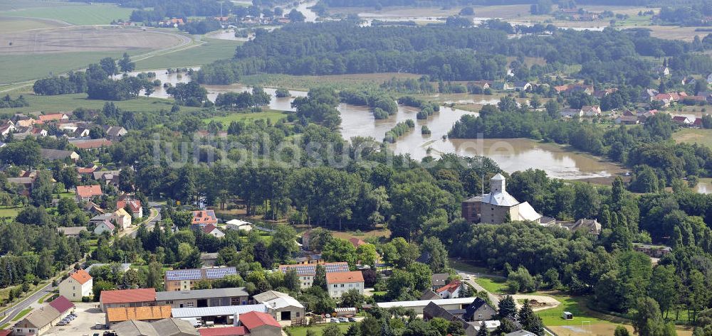 Gastrose-Kerkwitz aus der Vogelperspektive: Neiße-Hochwasser bei Gastrose-Kerkwitz