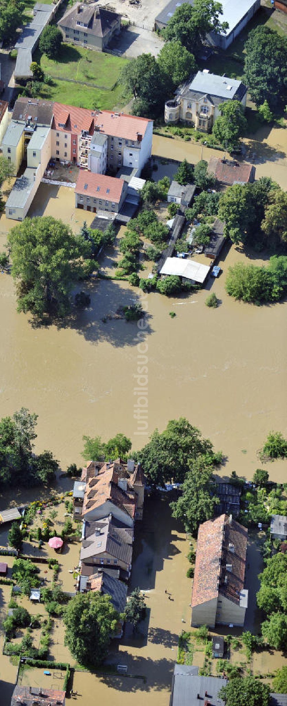 Luftaufnahme Guben - Neiße-Hochwasser bei Guben