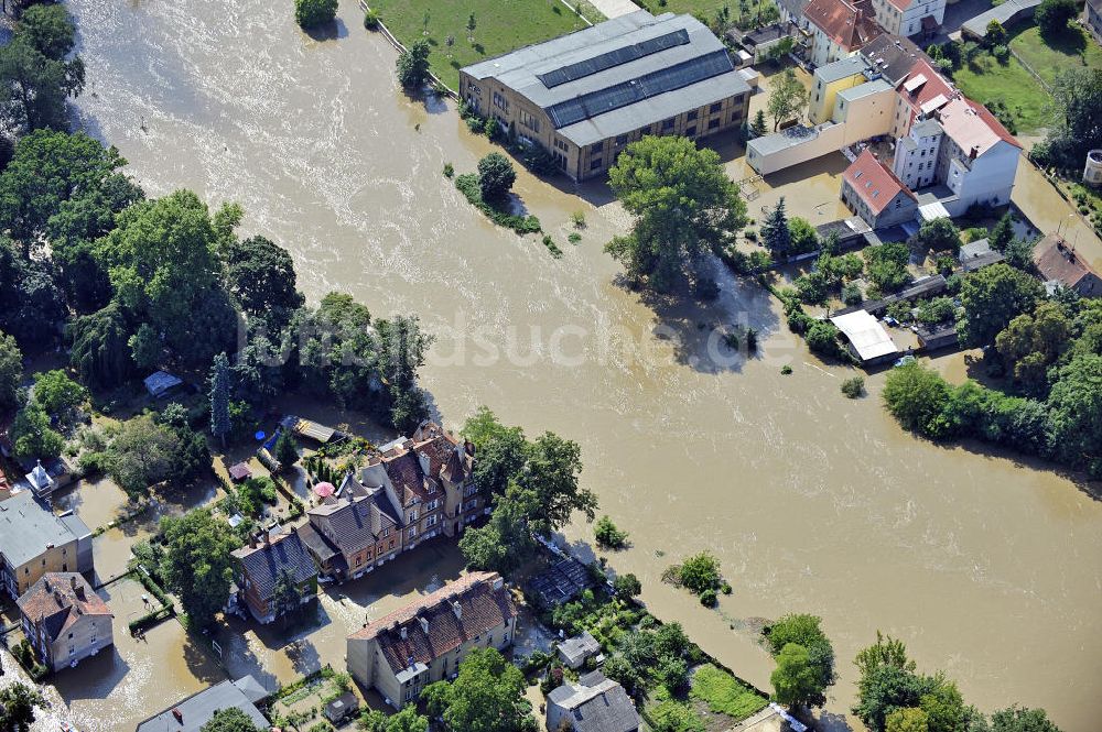 Guben von oben - Neiße-Hochwasser bei Guben