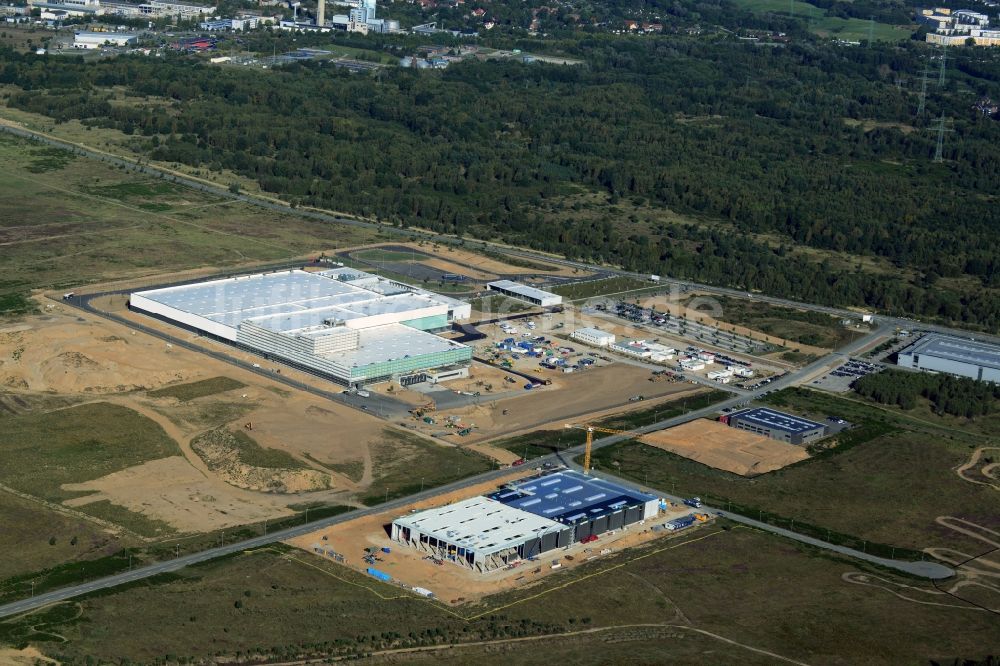 Schwerin von oben - Nestle Neubau - Baustelle für ein Produktionswerk im Industriepark Schwerin im Bundesland Mecklenburg-Vorpommern