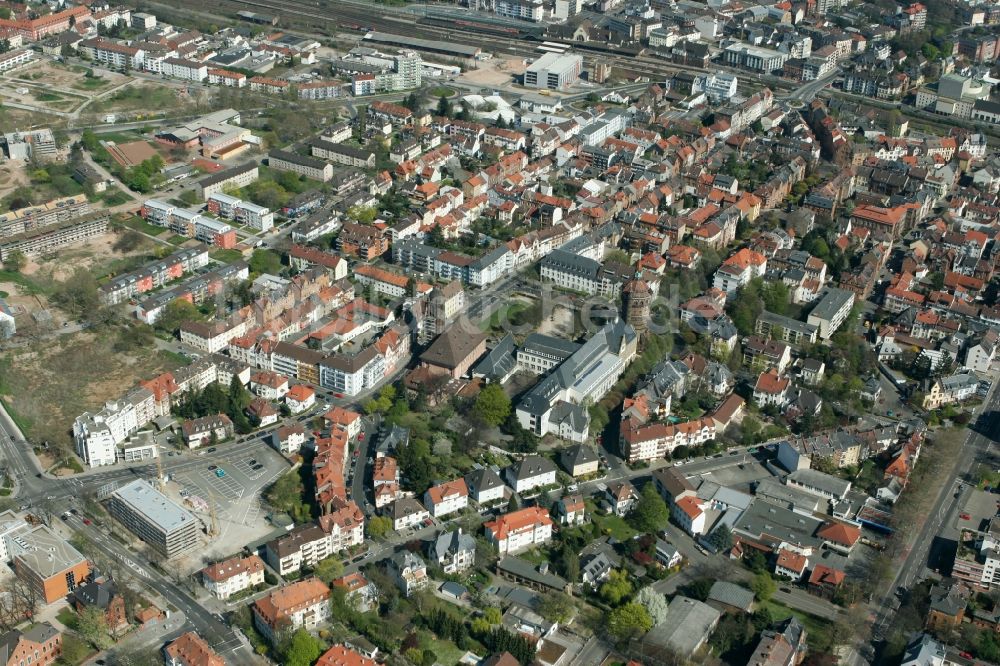 Worms von oben - Neu- und Altbau des Eleonoren-Gymnasiums in Worms im Bundesland Rheinland-Pfalz