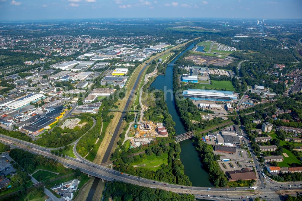 Gelsenkirchen aus der Vogelperspektive: Neubau eines Abwasserkanals in Gelsenkirchen im Bundesland Nordrhein-Westfalen