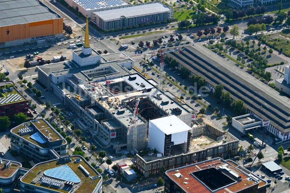 Luftaufnahme Leipzig - Neubau des Archiv- Gebäudes der ehemaligen Messehalle zum Stadtarchiv in Leipzig im Bundesland Sachsen, Deutschland