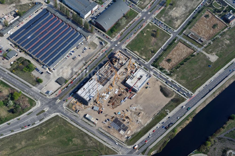 Berlin-Adlershof aus der Vogelperspektive: Neubau des Audi Terminal in Berlin - Adlershof