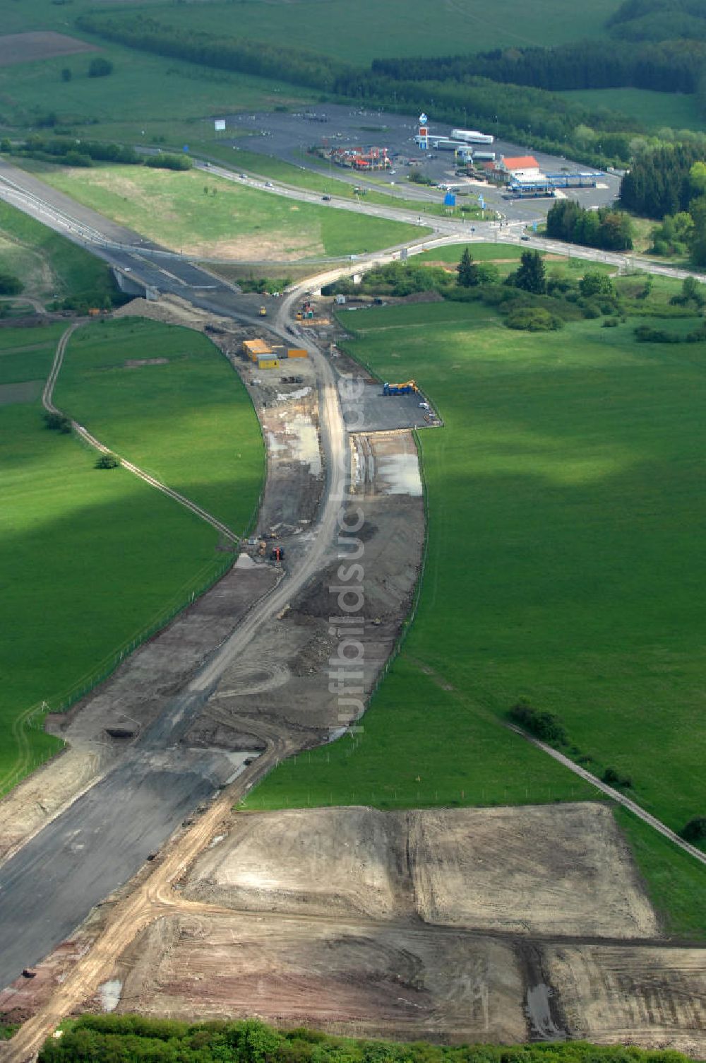 Luftaufnahme Hessisch Lichtenau - Neubau der Autobahn A44 nördlich von Hessisch Lichtenau