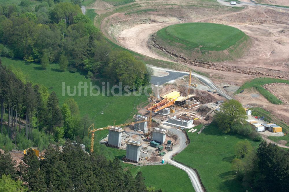 Luftaufnahme Hessisch Lichtenau - Neubau der Autobahn A44 nördlich von Hessisch Lichtenau