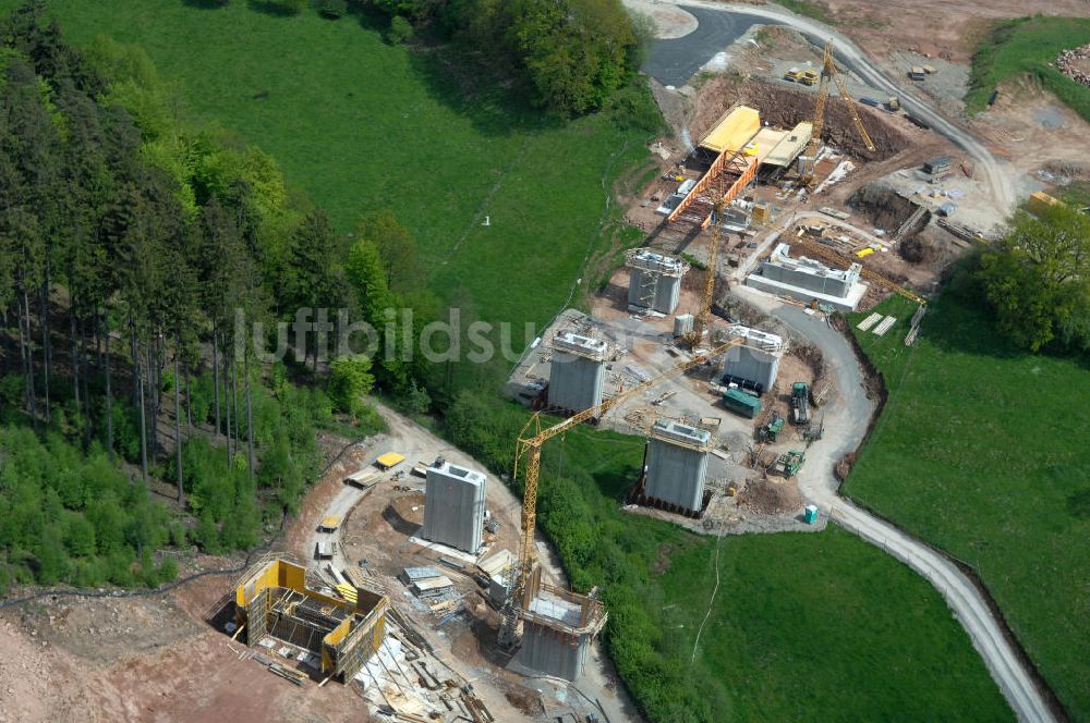 Hessisch Lichtenau aus der Vogelperspektive: Neubau der Autobahn A44 nördlich von Hessisch Lichtenau