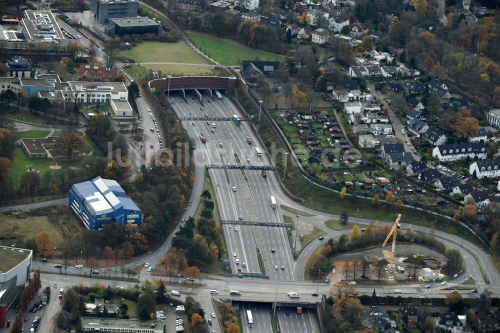 Luftbild Hamburg - Neubau des Autobahn- Tunnelbauwerk der BAB A7 in Hamburg, Deutschland