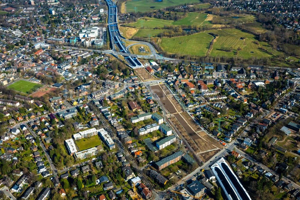 Luftaufnahme Hamburg - Neubau des Autobahn- Tunnelbauwerk der BAB A7 Hamburger Deckel im Ortsteil Schnelsen in Hamburg, Deutschland