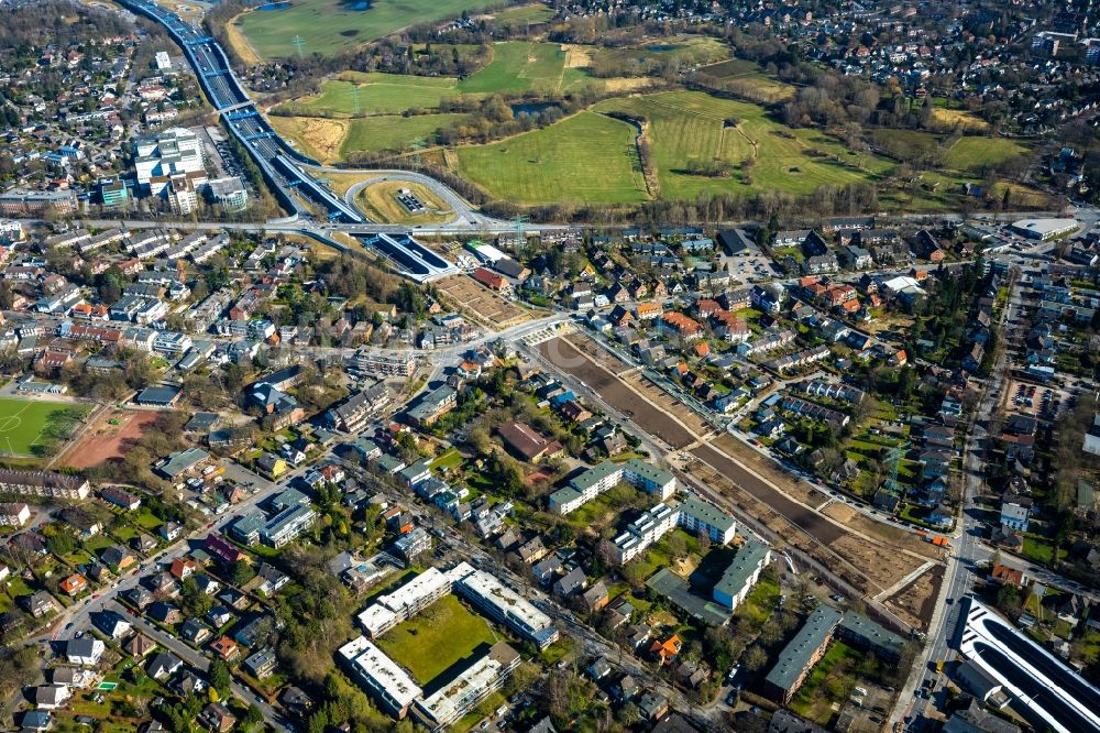 Hamburg von oben - Neubau des Autobahn- Tunnelbauwerk der BAB A7 Hamburger Deckel im Ortsteil Schnelsen in Hamburg, Deutschland