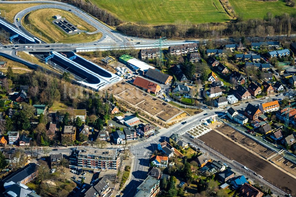 Hamburg aus der Vogelperspektive: Neubau des Autobahn- Tunnelbauwerk der BAB A7 Hamburger Deckel im Ortsteil Schnelsen in Hamburg, Deutschland