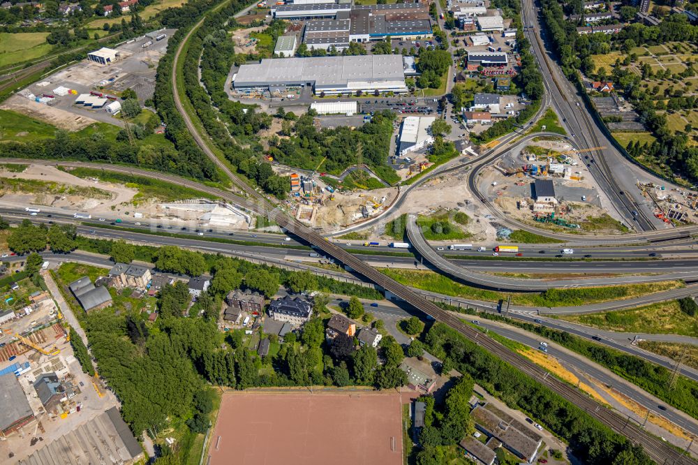 Herne aus der Vogelperspektive: Neubau Autobahn- Tunnelbauwerk der BAB 42 - 43 in Herne im Bundesland Nordrhein-Westfalen, Deutschland