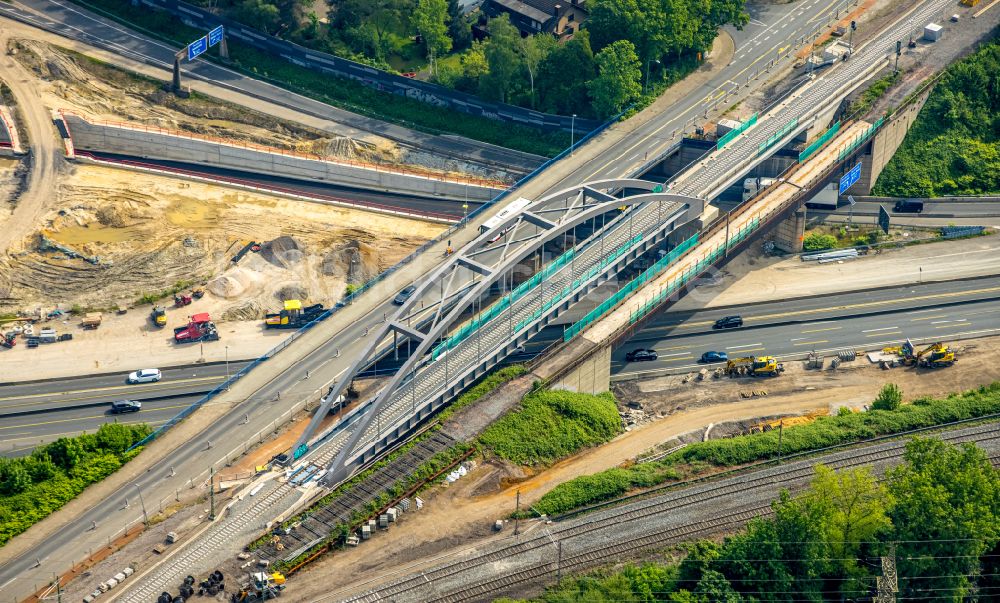 Herne von oben - Neubau Autobahn- Tunnelbauwerk der BAB 42 - 43 Tunnel Baukau in Herne im Bundesland Nordrhein-Westfalen, Deutschland