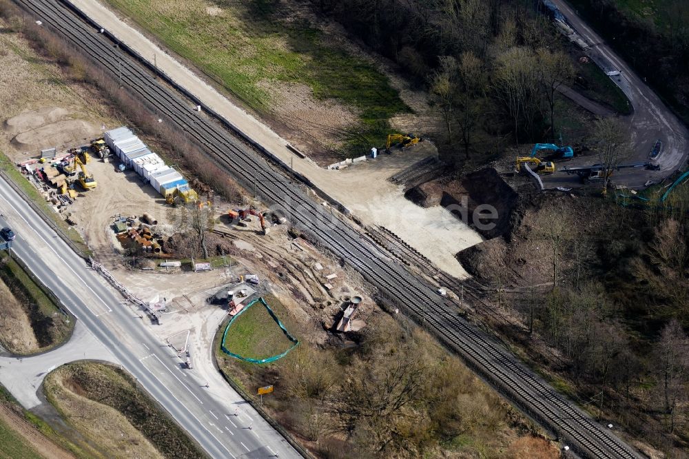 Neu-Eichenberg von oben - Neubau des Bahn- Brückenbauwerk in Neu-Eichenberg im Bundesland Hessen, Deutschland