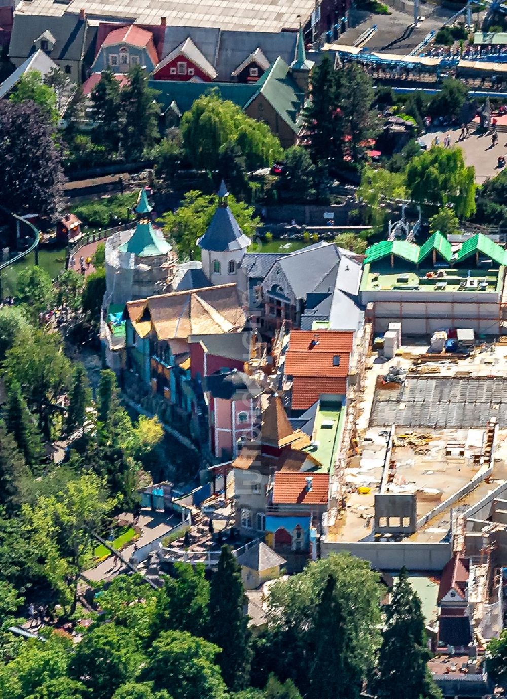 Luftaufnahme Rust - Neubau der Batavia im Europa-Park in Rust im Bundesland Baden-Württemberg, Deutschland