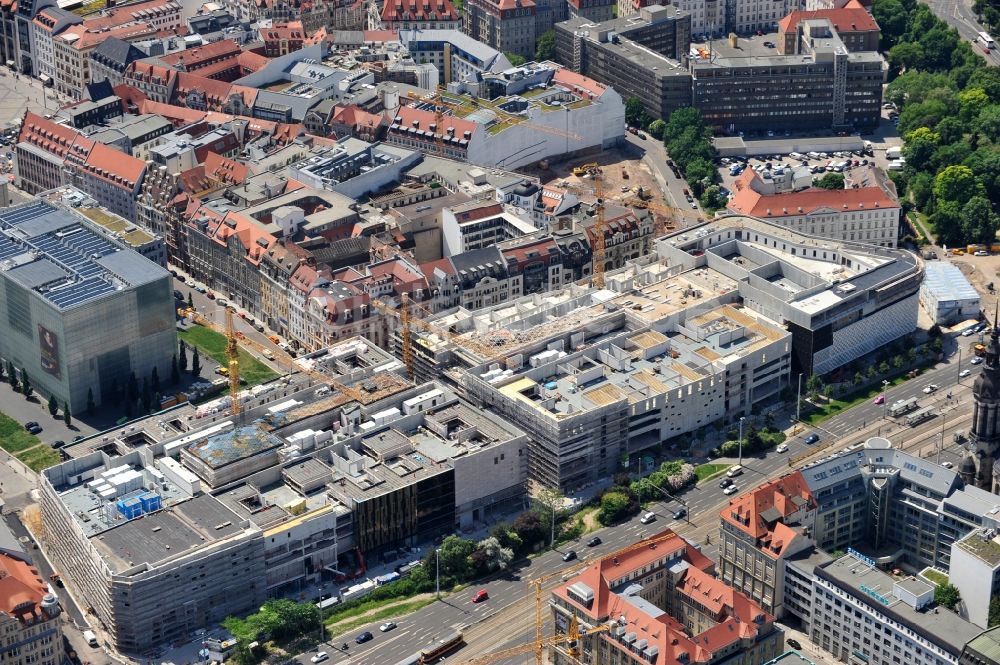 Luftaufnahme Leipzig - Neubau- Baustelle Einkaufscenter Center Höfe am Brühl Leipzig