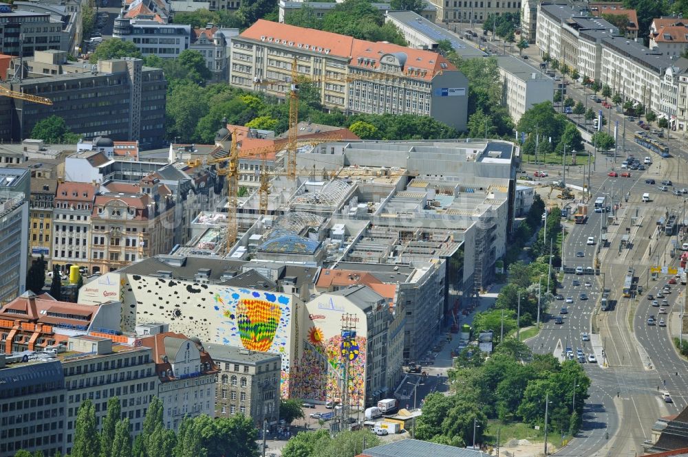 Leipzig aus der Vogelperspektive: Neubau- Baustelle Einkaufscenter Center Höfe am Brühl Leipzig