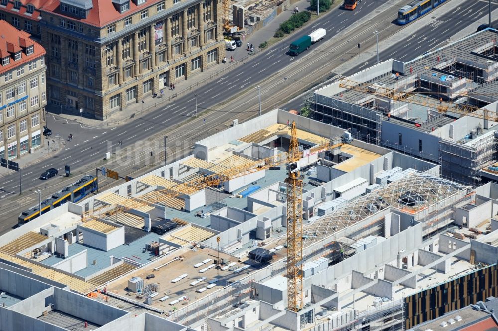 Luftaufnahme Leipzig - Neubau- Baustelle Einkaufscenter Center Höfe am Brühl Leipzig