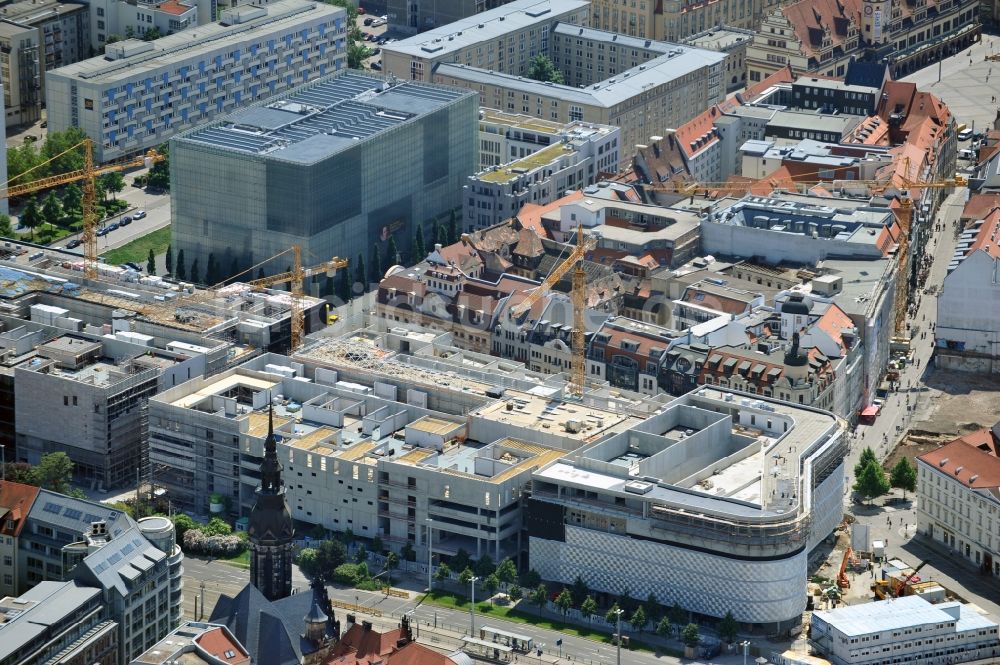 Leipzig aus der Vogelperspektive: Neubau- Baustelle Einkaufscenter Center Höfe am Brühl Leipzig