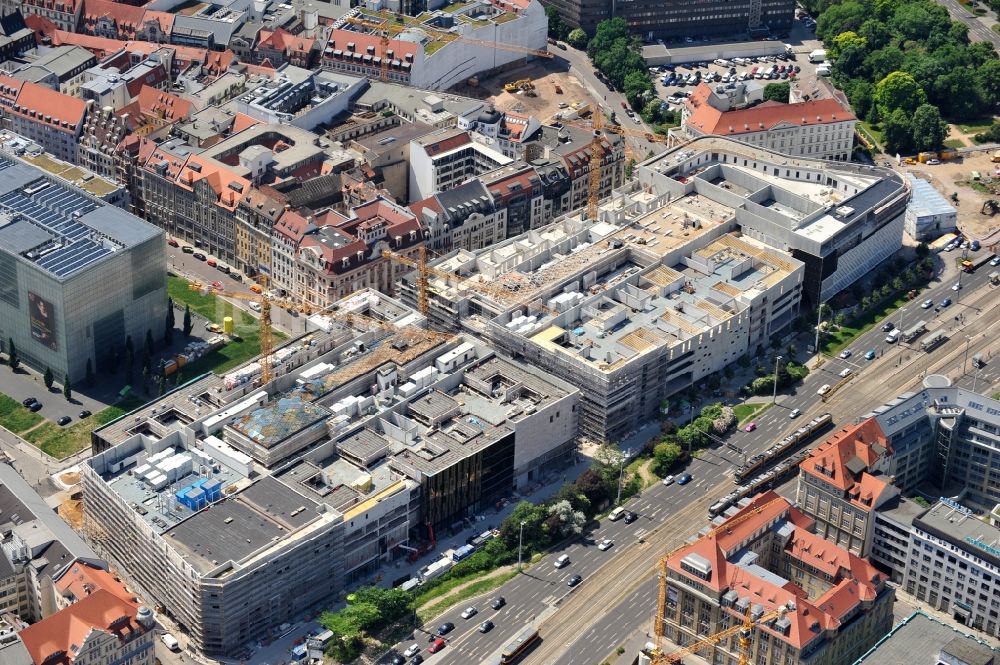 Luftaufnahme Leipzig - Neubau- Baustelle Einkaufscenter Center Höfe am Brühl Leipzig