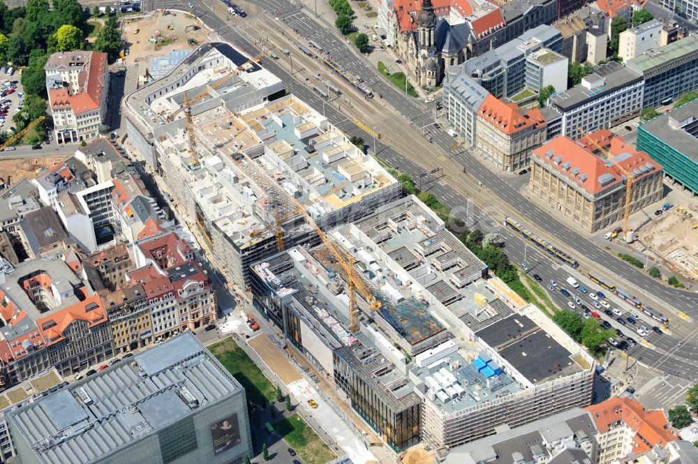 Leipzig aus der Vogelperspektive: Neubau- Baustelle Einkaufscenter Center Höfe am Brühl Leipzig