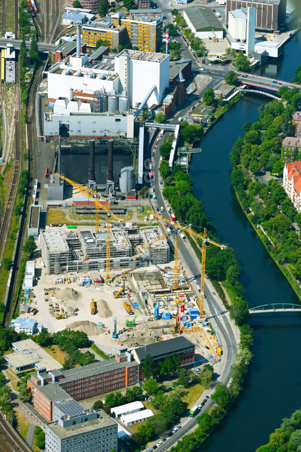 Luftbild Berlin - Neubau- Baustelle des Gewerbecampus Berlin Decks im Ortsteil Moabit in Berlin, Deutschland